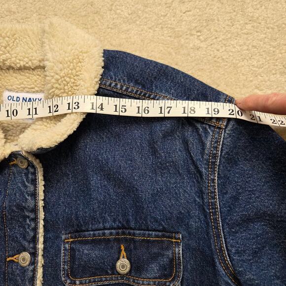 Old Navy Women's L Denim Sherpa Lined Jean Jacket Button Up Pockets Blue - Picture 10 of 16